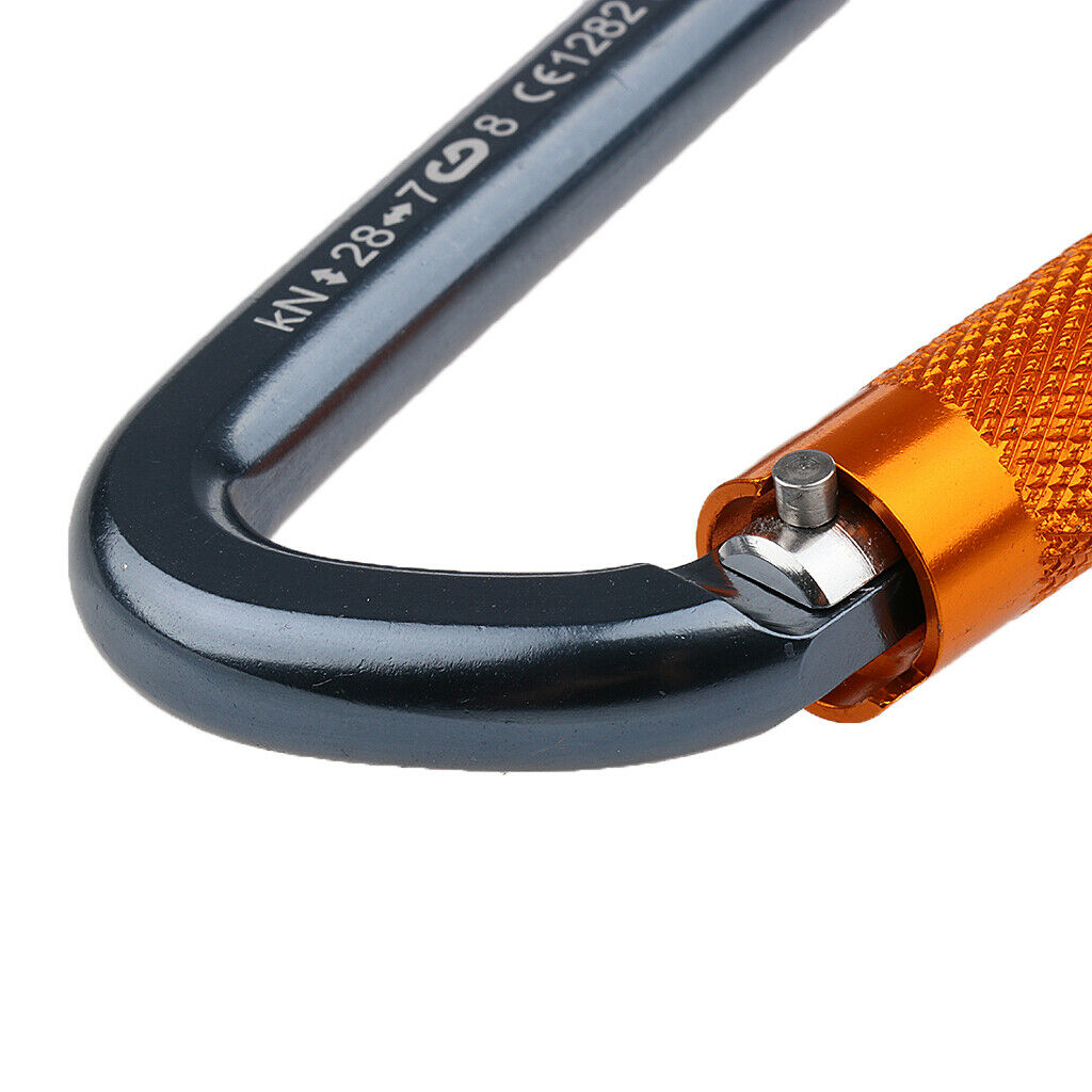 2 Packs 28KN Aluminum D-Ring Carabiner Twist Locking Screw Keychain Climbing