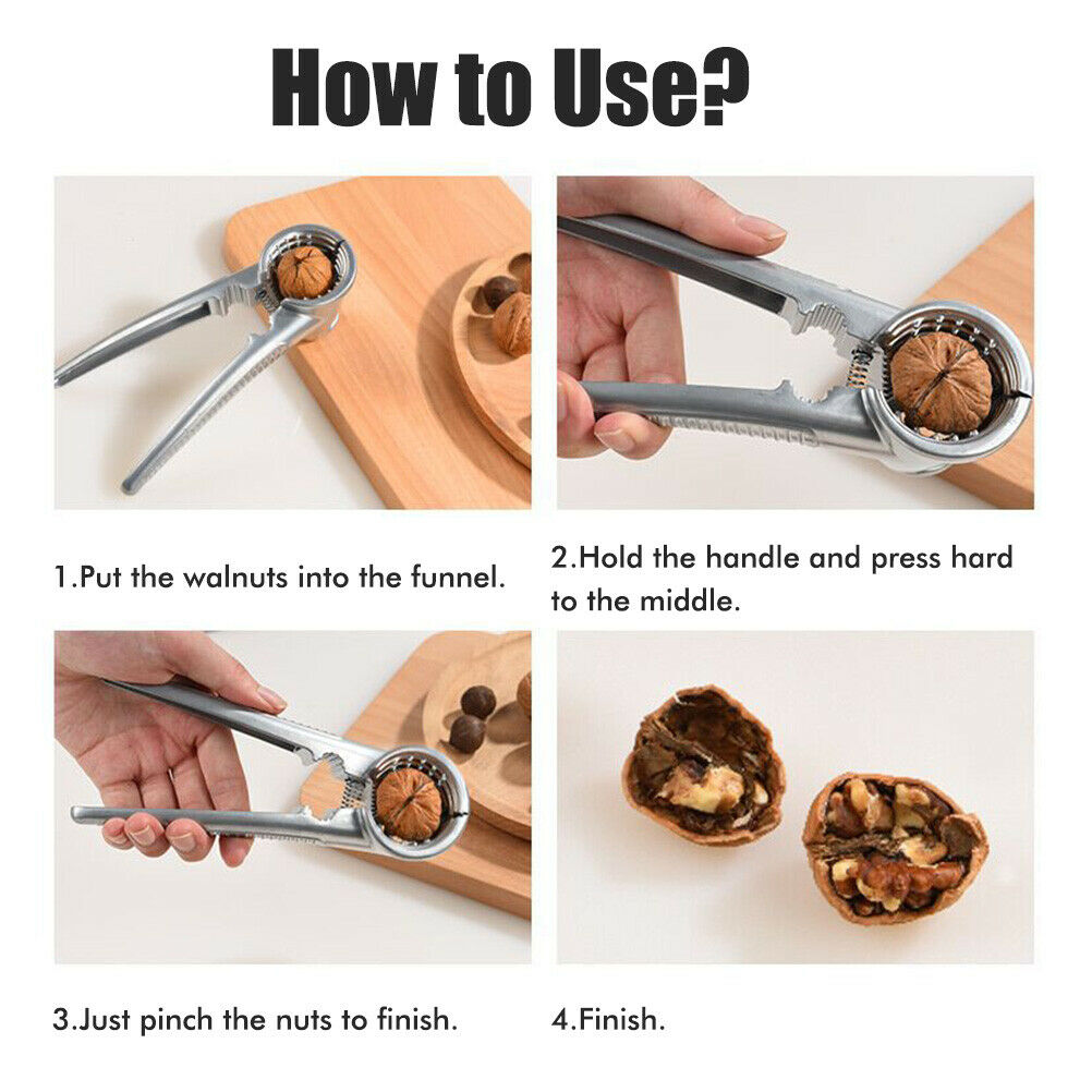 Nut Cracker Pecan Walnut Almond Plier Opener Tool Metal Sheller Aluminum Alloy
