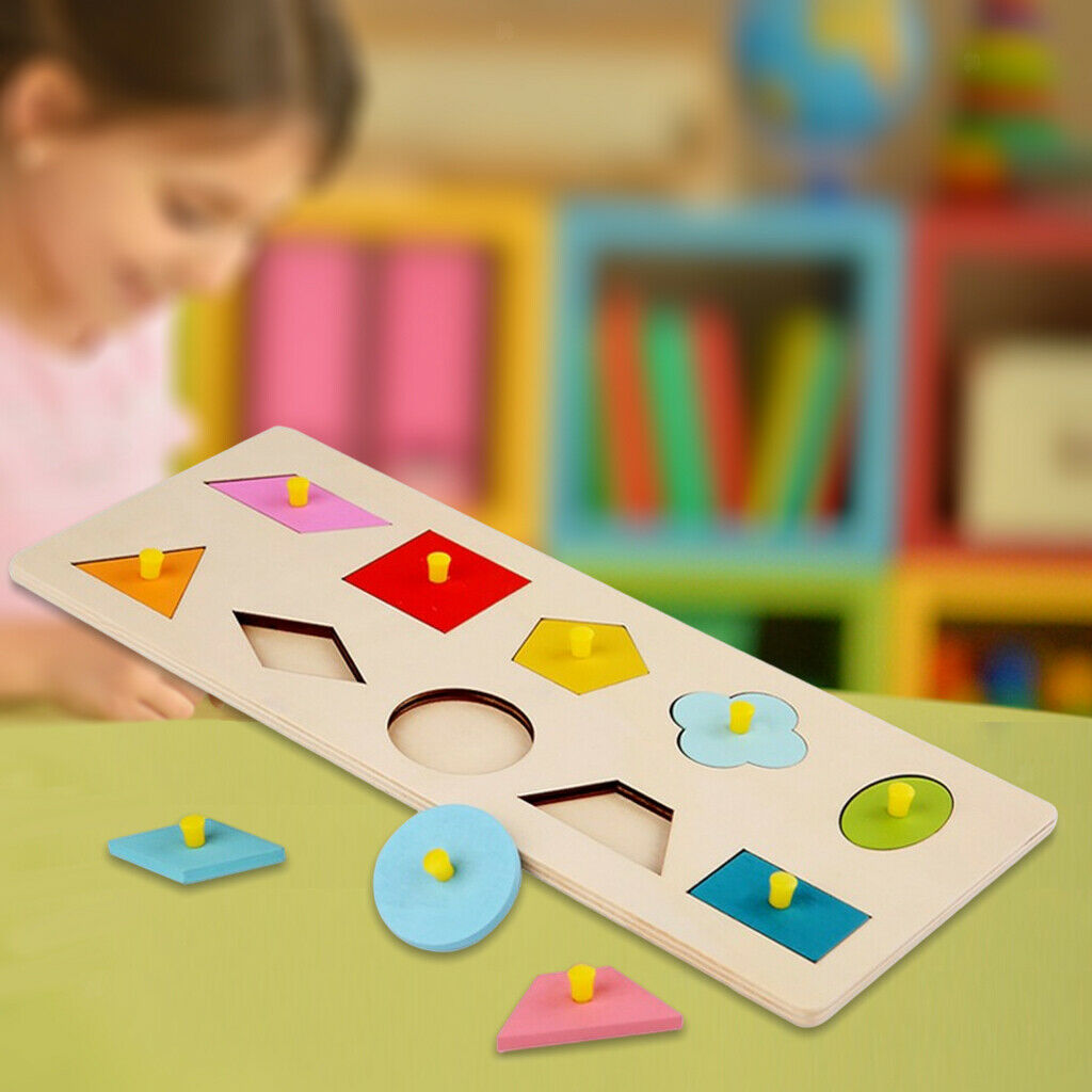 Wooden Montessori Sensory Geometric Peg Puzzles Toys for Kids Early Learning