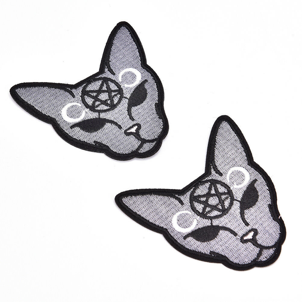 2pcs/lot Gothic Cat Sew Iron On Patch Embroidery Sewing DIY Halloween Appl.l8