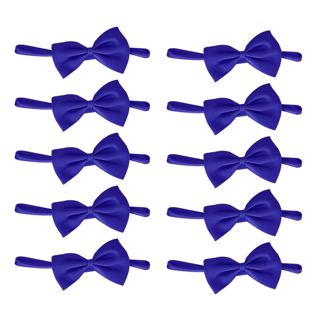 10Pcs Children Classic Pre-Tied Bow Tie Formal Solid Tuxedo Blue