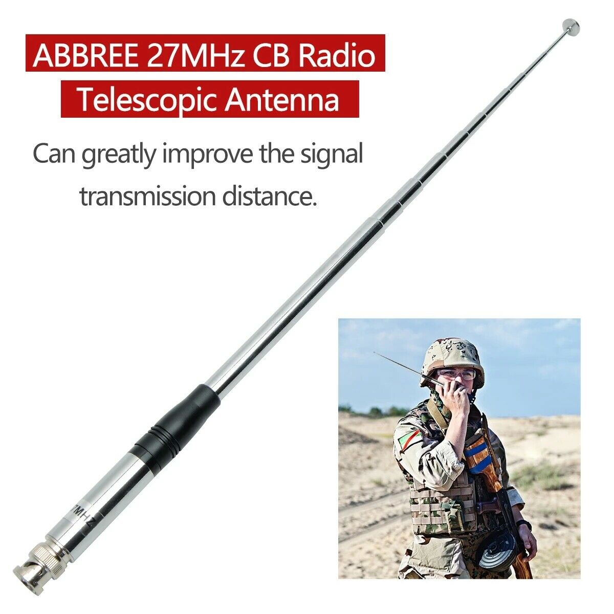 2 x 27Mhz BNC Telescopic 23/130cm Antenna for Handheld/Portable CB Walkie Talkie
