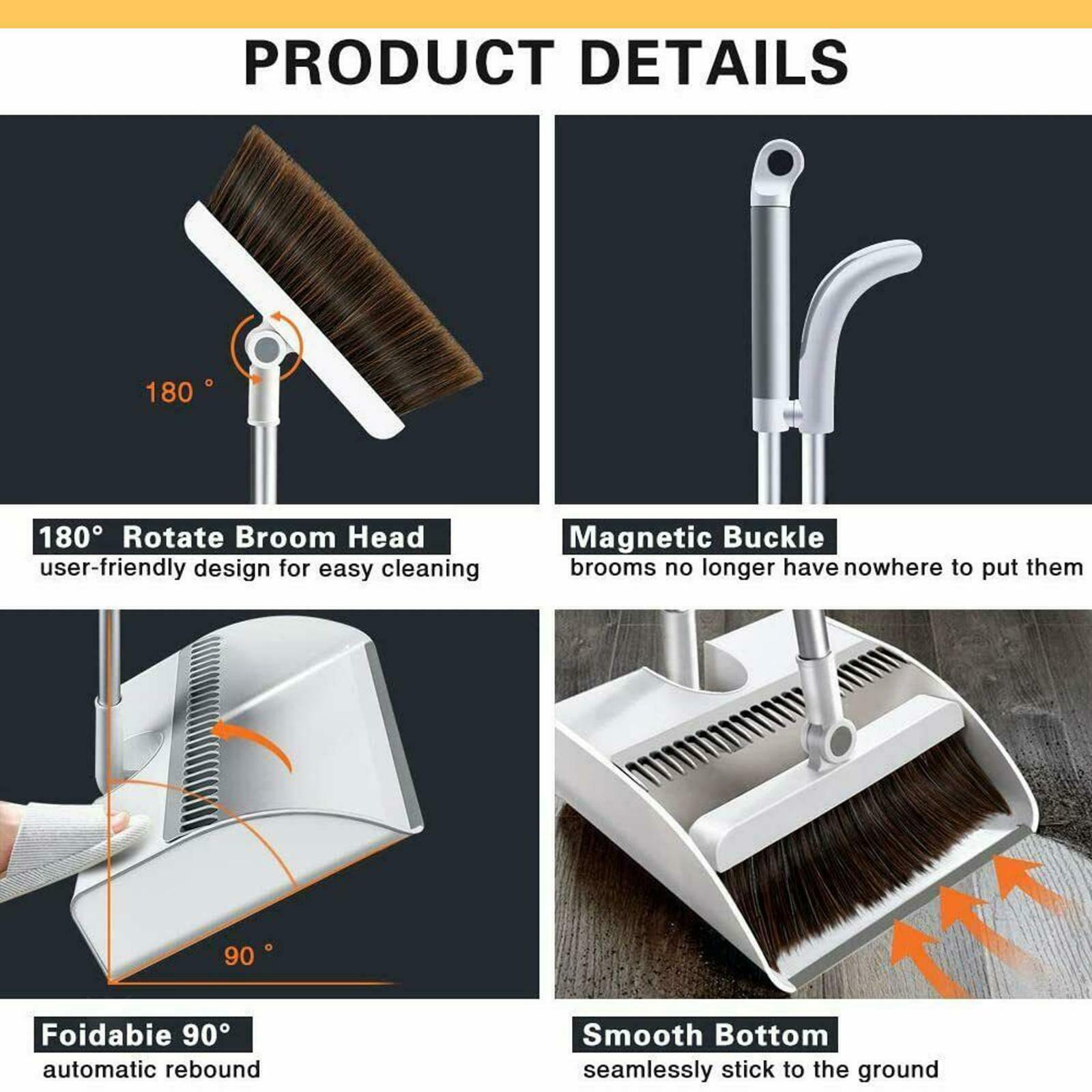 Kitchen Long Handle Broom Dustpan for Home Room Lobby Hair Remover Teeth