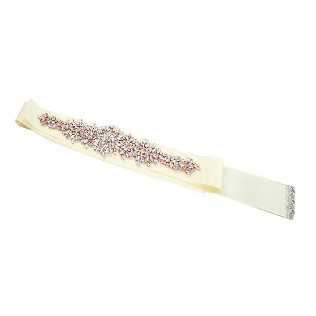 Rhinestone Flower Bridal Belt Diamante Sash Beaded Women Dress Waistband