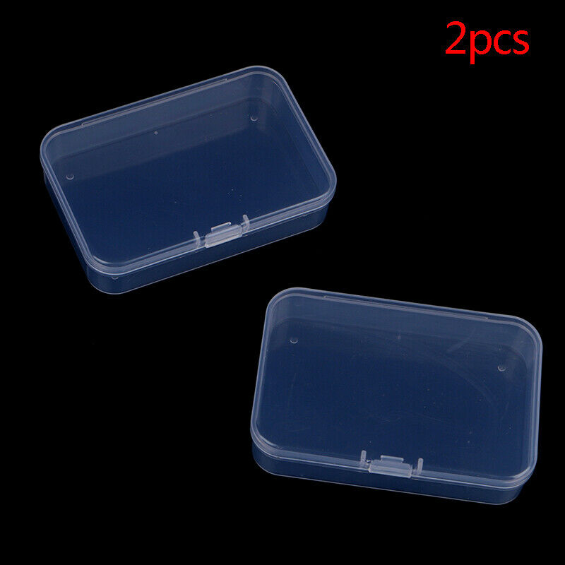 2pcs Clear Plastic Transparent With Lid Storage Boxes Collection Container h FT