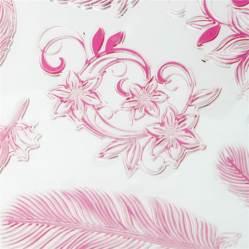 Beautiful Colorful Feather Shape Rubber Stamps Scrapbookings Photo Albums_JO Rf