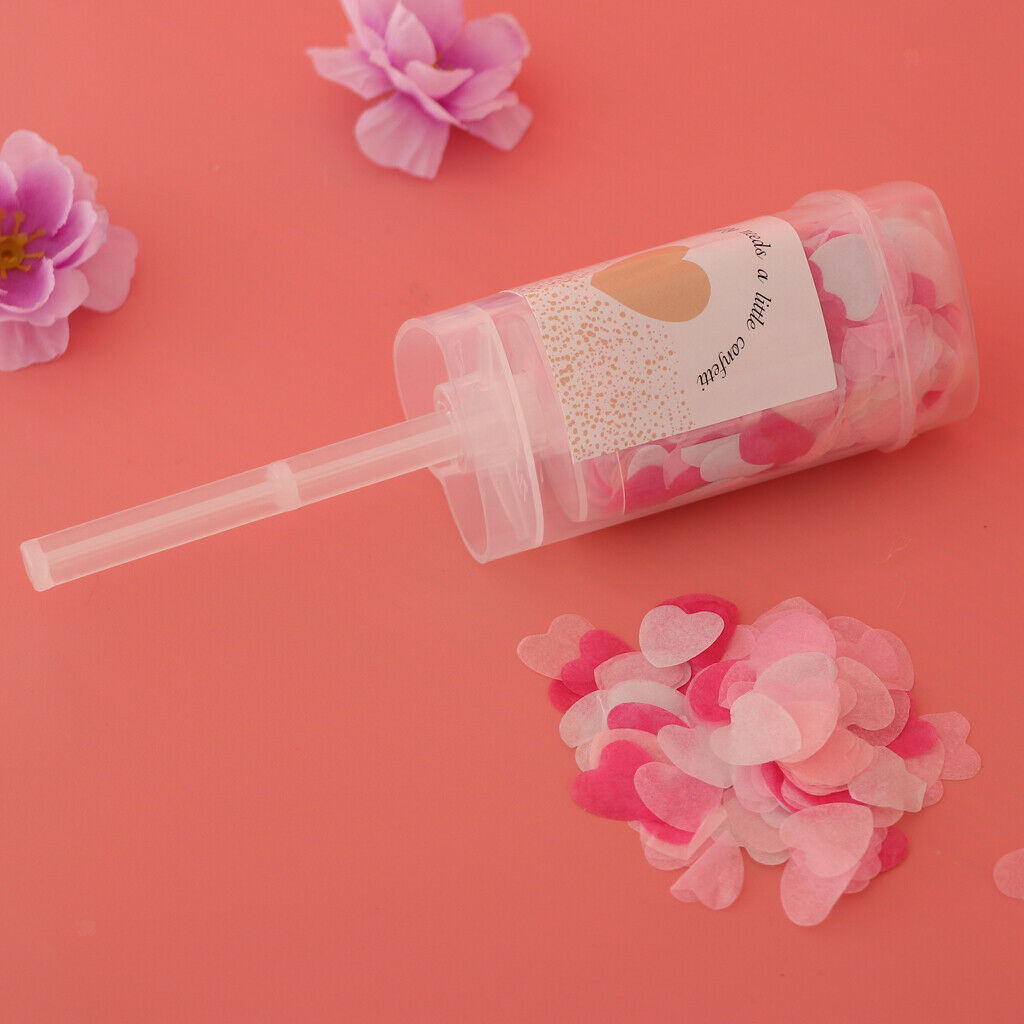 Biodegradable Popper Push Heart Confetti Container Wedding Decor Pink B