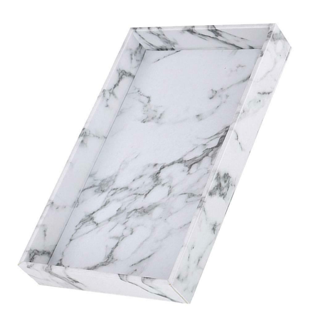 Marble Print Serving Tray Faux Leather for Coffee Drinks Dining Room Kitchen
