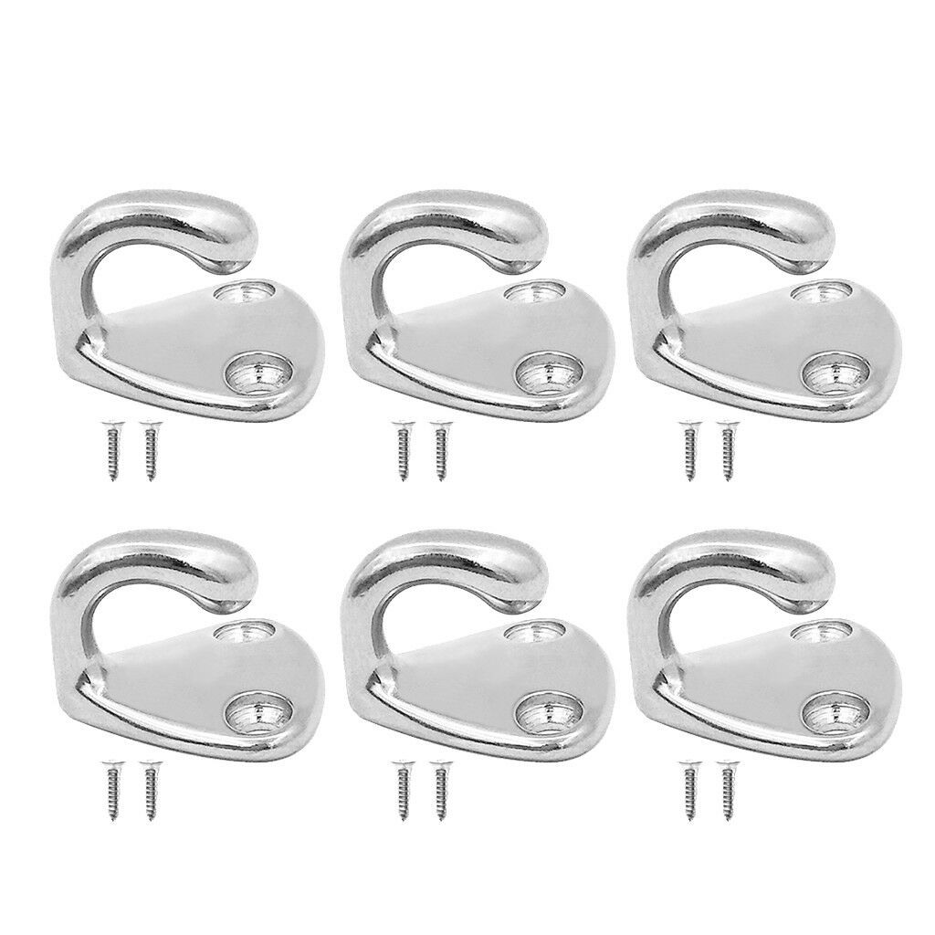 6pcs Grade 316 Stainless Steel Boat Hook Coat & Hat Hook Wall Mounted