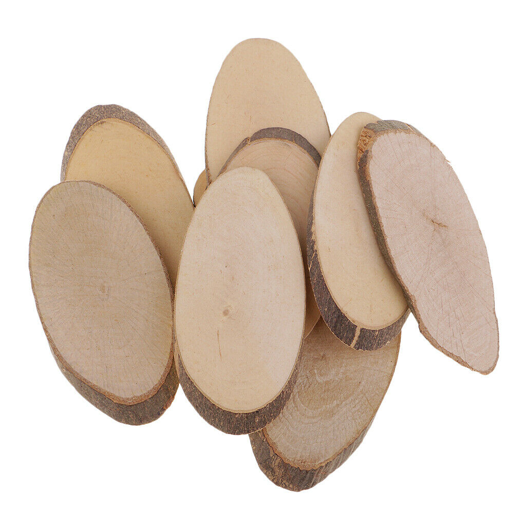 10 Piece Oval Natural Tree Wood Slices for Rustic Wedding Home Decoration