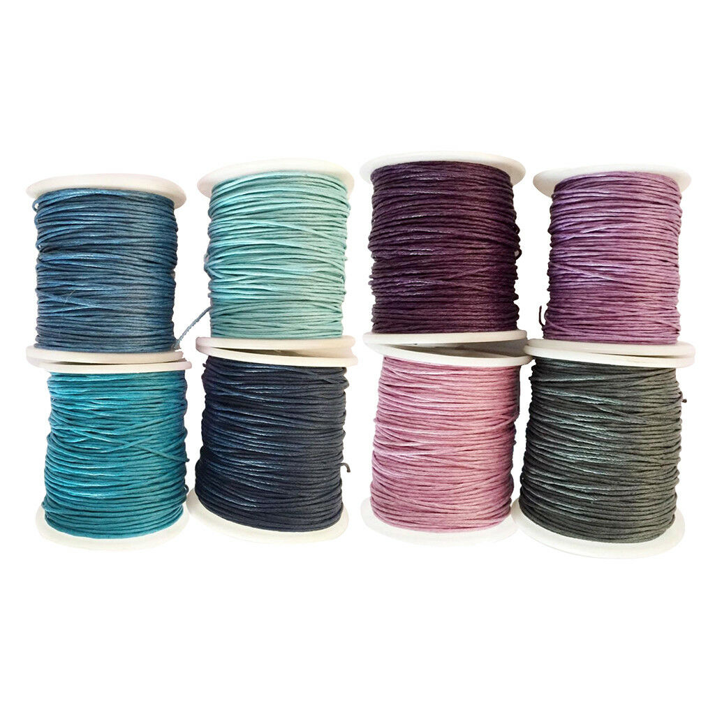 8 Rolls 80m Waxed Cotton Cord String Rope Jewelry Making Findings 1mm Wide