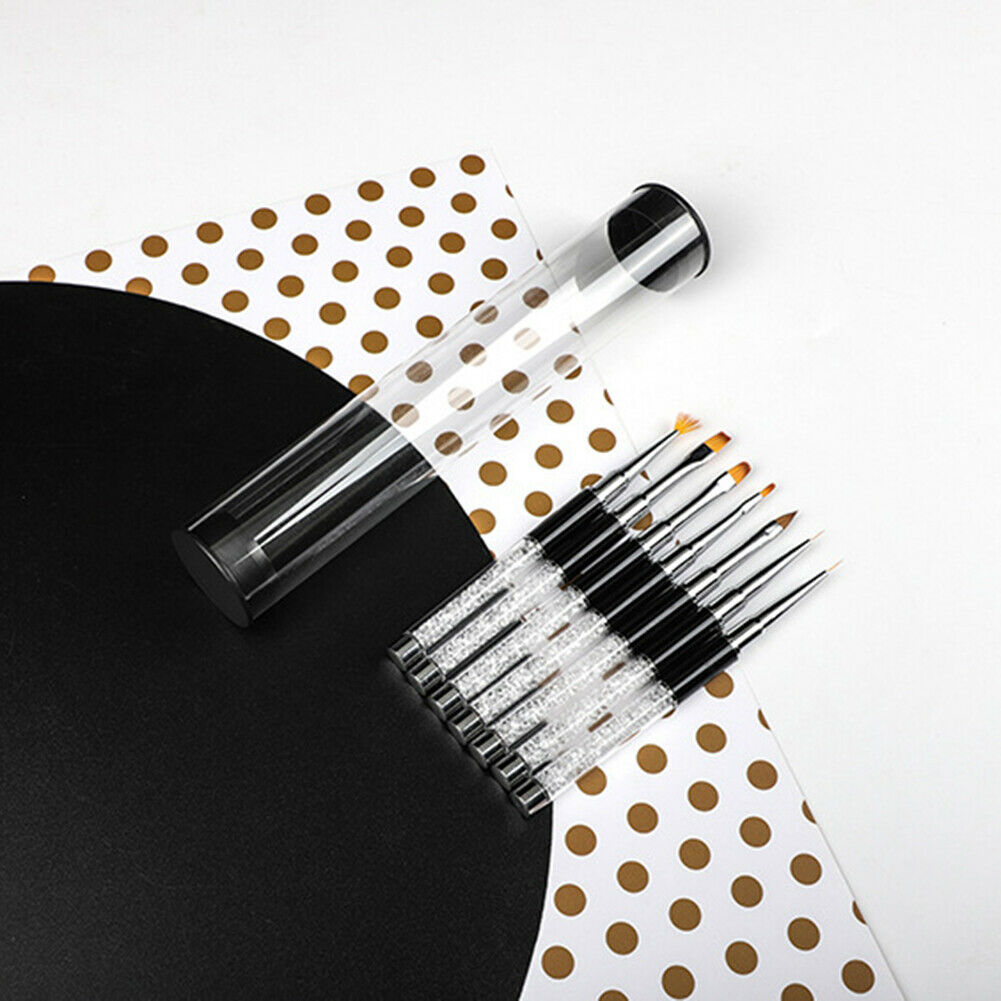 8 PCS Nail  Gel Brush Gradient Painting Pen Rhinestone Handle Nail Art DIY Tool
