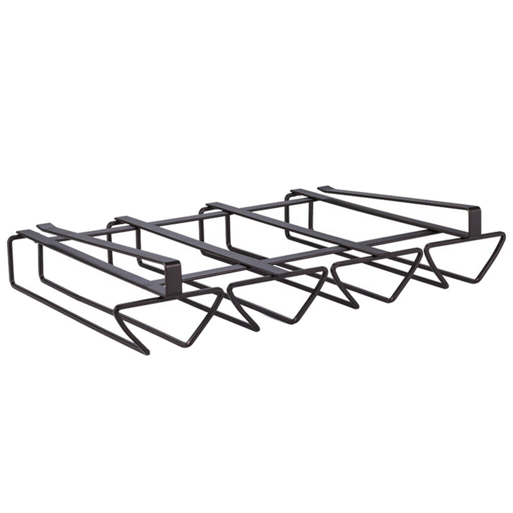 1pc Under Shelf Wine Glass Holder Kitchen Organization Space-Saving Black