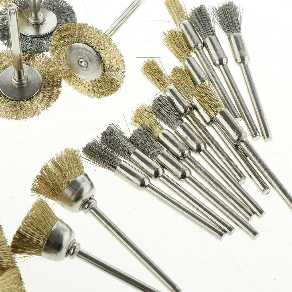 36Pcs Steel Wire Wheels Pen Brushes Set Kit Accessories for Rotary Tool