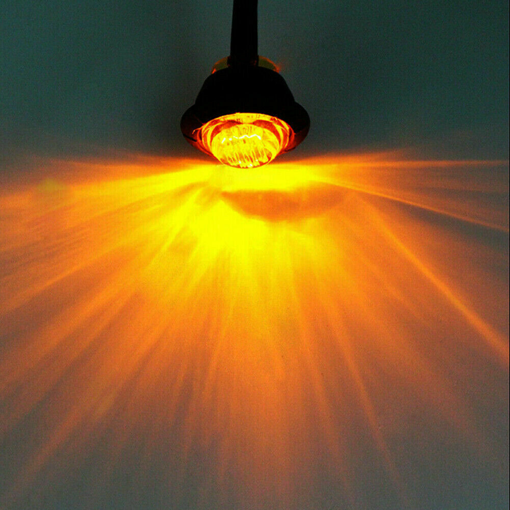 50x 3/4" Round Bullet Side Marker Lights LED Clearance Truck Boat Trailer Amber