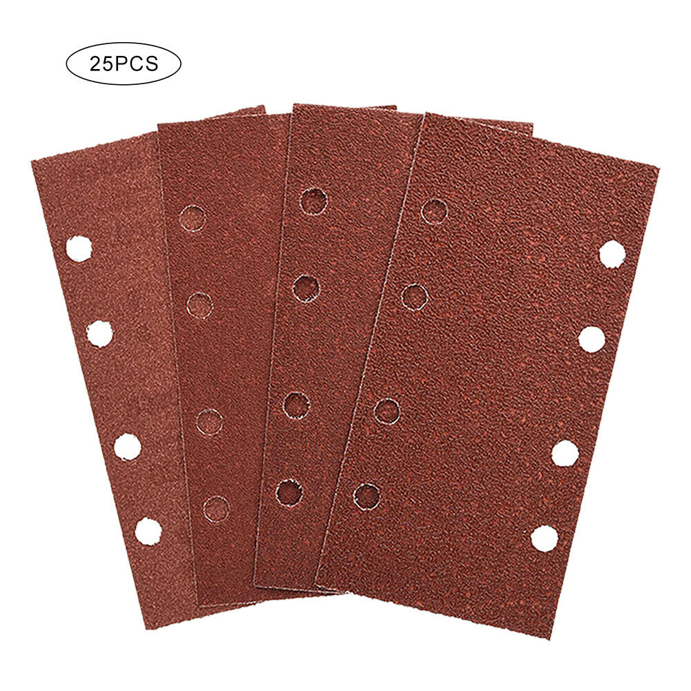 25XSanding Rectangular Sandpaper Orbital Palm Sander Paper 8Holes 185x93mm HN US
