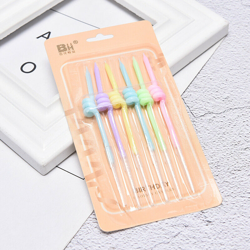 Birthday Candle Curve Spiral Thread Candle Rainbow Color Cake Decorati.l8