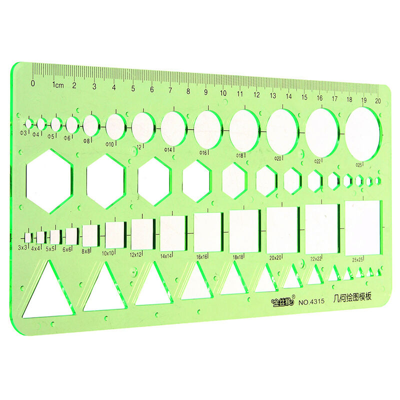 Plastic Circles Squares Hexagons Geometric Template RulerStencilStudyStude.l8