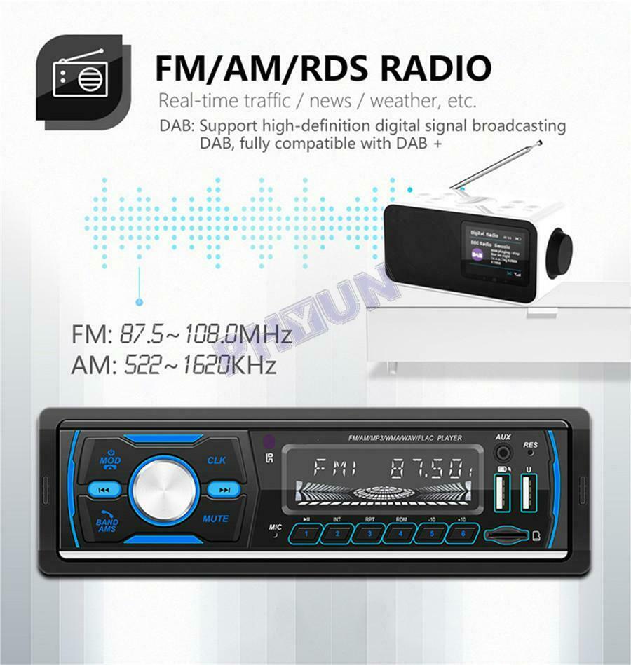 1DIN Car Radio MP3 Player DAB+ RDS FM AM Tuner Bluetooth Hands-free Calling