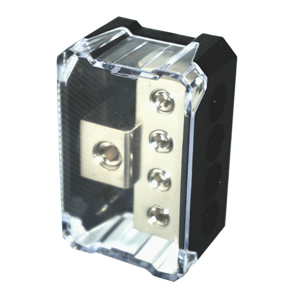 4-Way 0GA to 4GA Power/Ground Wire Distribution Block for Audio Amp Systems