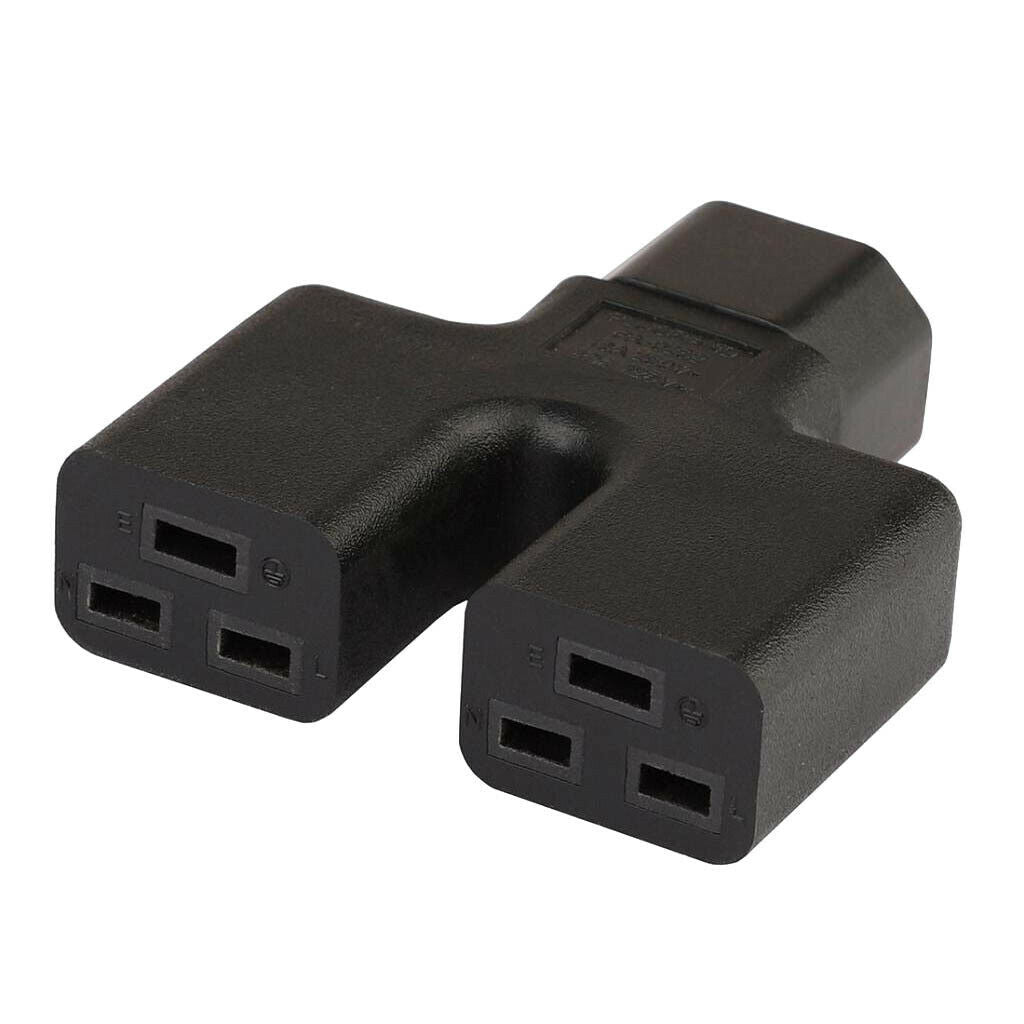 IEC320 C14 To 2x IEC320 C19 Power Adapter Y-spliter Conversion Plug For PCs