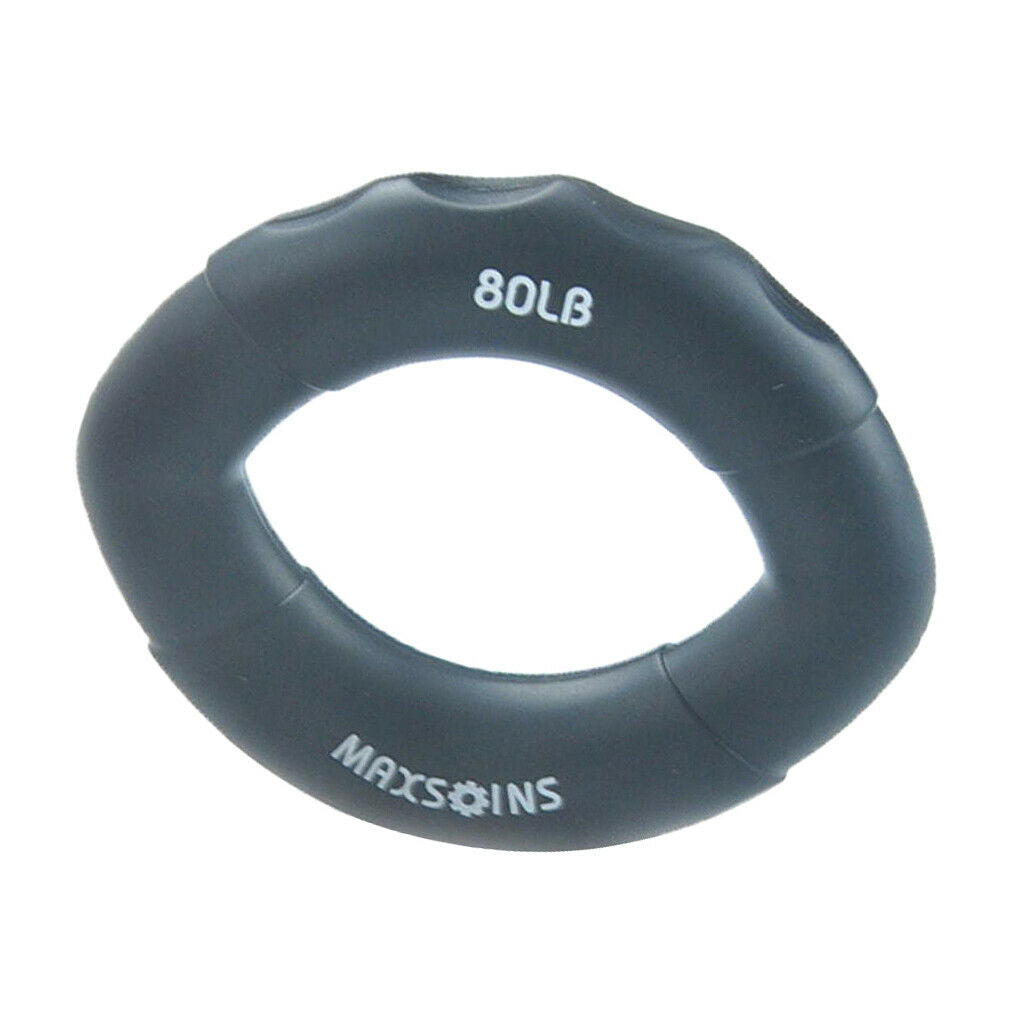 Silicone Hand Grip Gripper Ring Finger Exerciser Strength Trainer Black 80LB
