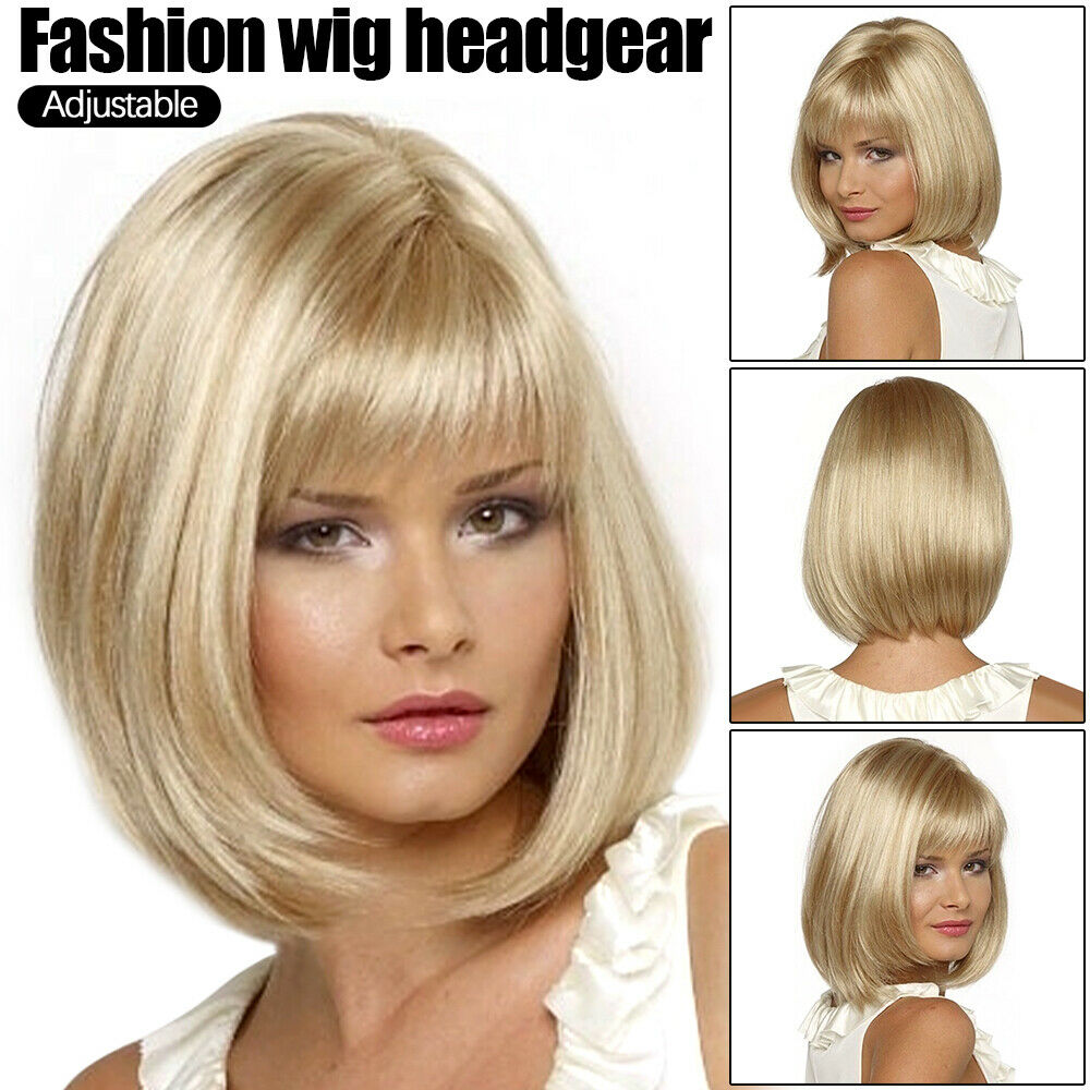 Short Bob Wig Heat Resistant Synthetic Full Wigs Short Straight Bob Hairstyle LI
