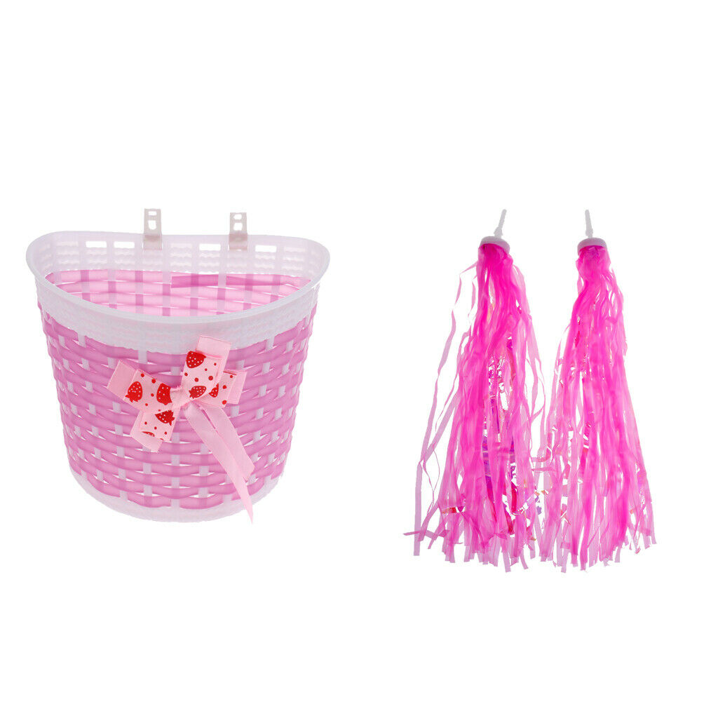 Kids Front Basket* Pink Shopping Holder* Handlebar Tassels* Streamers* Decor