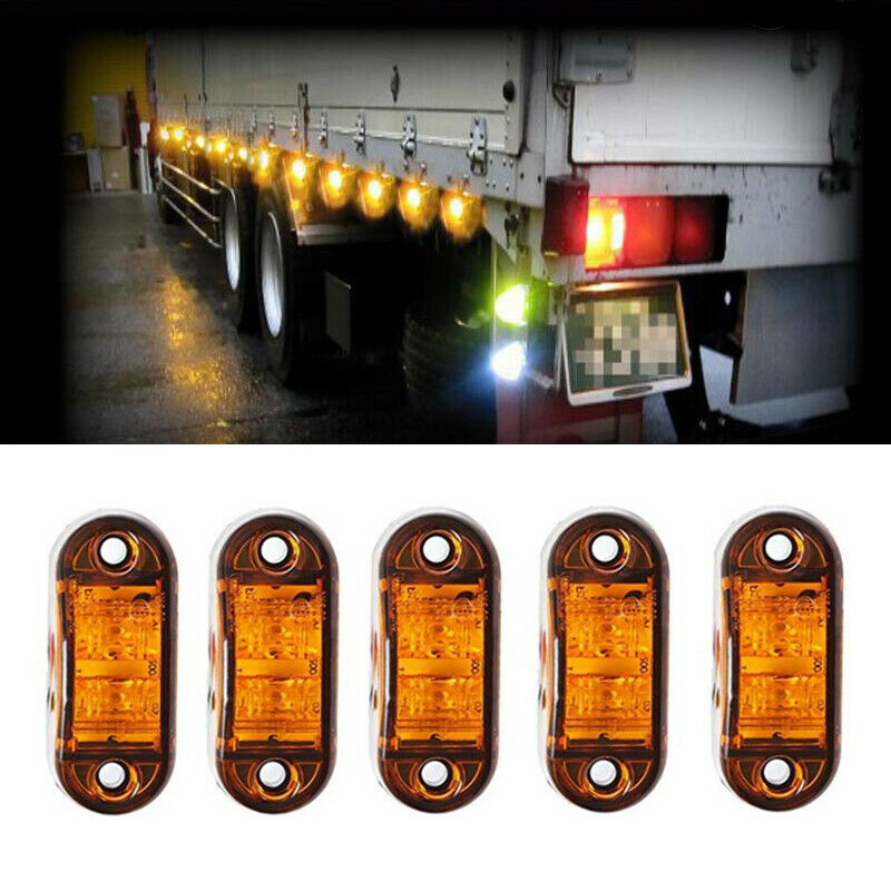10Pcs Amber 2LED Clearance Trailer Truck Lorry Side Marker Turn Lamp Light Handy
