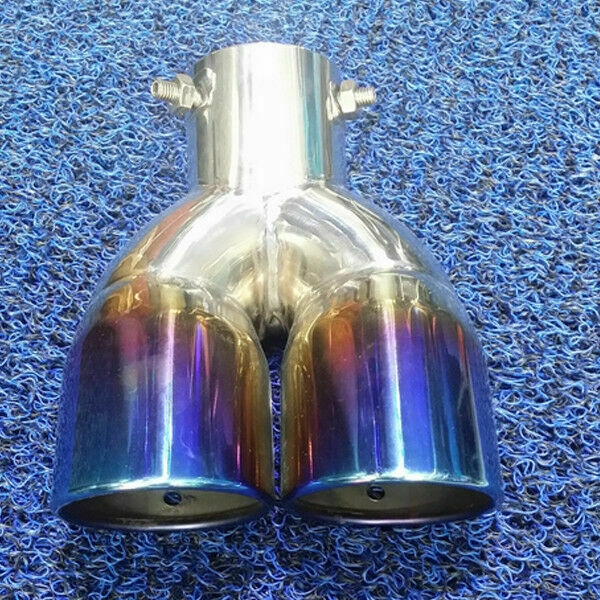 Universal Car Dual Pipe Exhaust Rear Tail Pipe Tip Stainless Steel Muffler 63mm