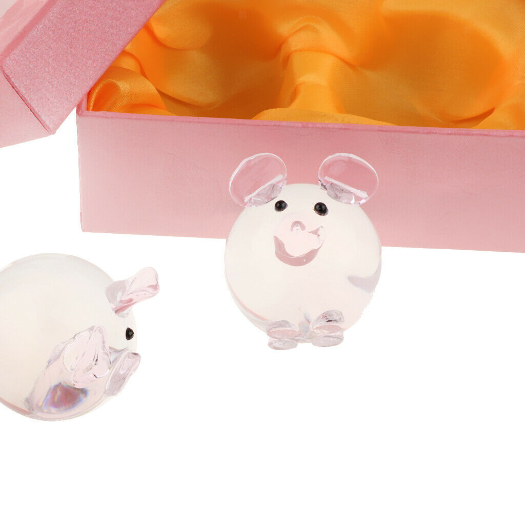 Crystal Couple Pig Glass Kiss Pig Lovely Lucky Pig Craft Gifts Pink