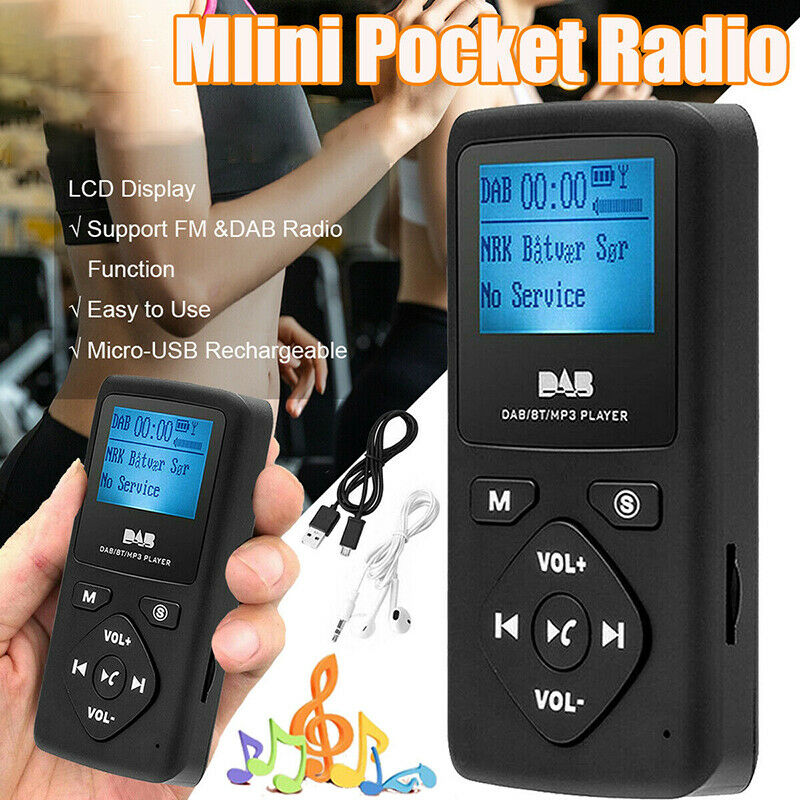 Portable Digital DAB/DAB+ FM Radio Receiver Music MP3 Player with USB Headphones