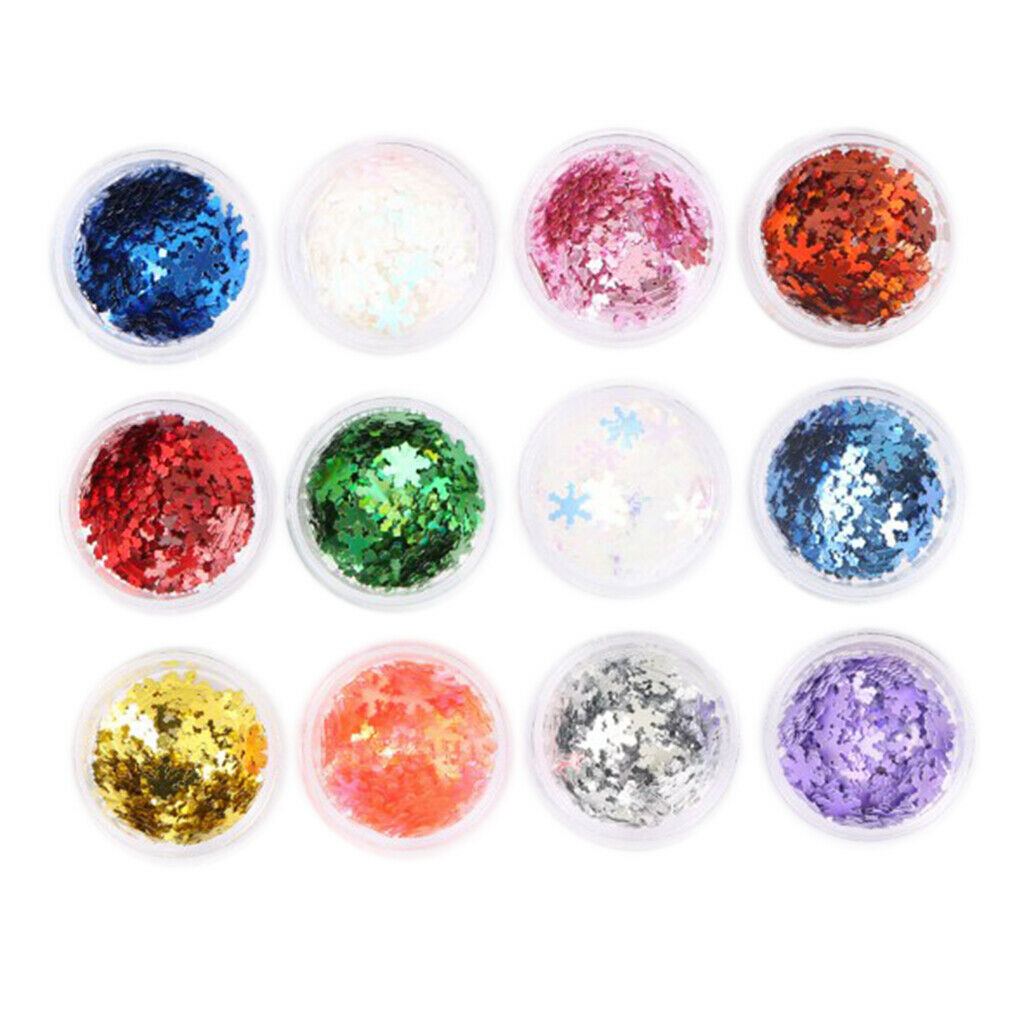 24 Pieces Snow&Star Nail Sequins Nail Art DIY Decoration for Salon Home