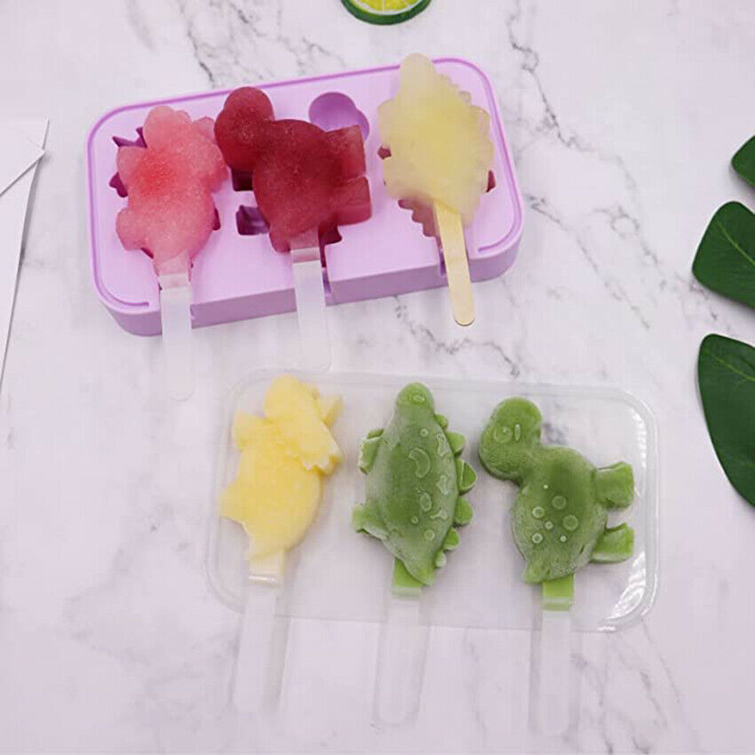 3 Cavities Homemade Ice Pop Molds pop molds with 6 Sticks for DIY Ice Popsicle