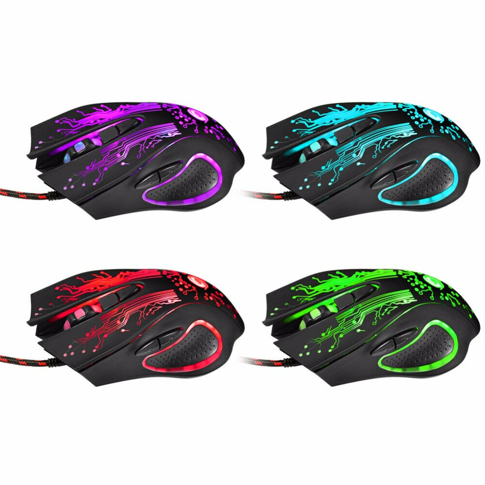 For Computer PC Gamer Backlight Mice USB Wired LED Light Optical Gaming Mouse