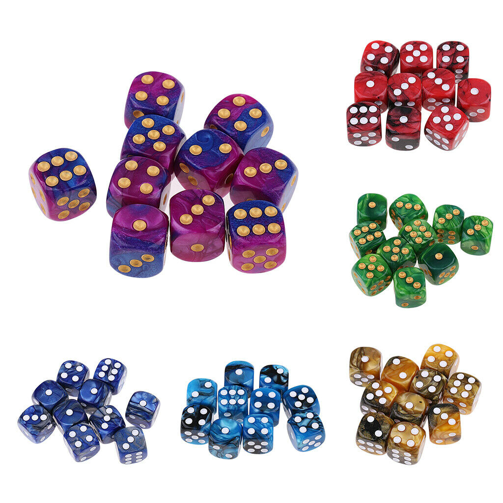 10Pcs Square Six Sided D6 Dice for  Roleplay Red Black