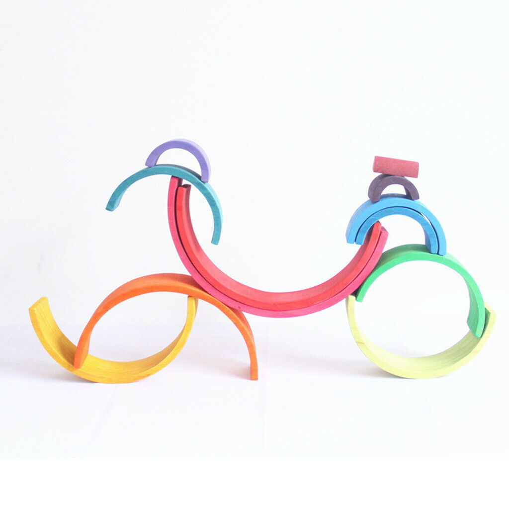 12Pcs Montessori Toys Rainbow Stacking Blocks Building Educational Toys Game