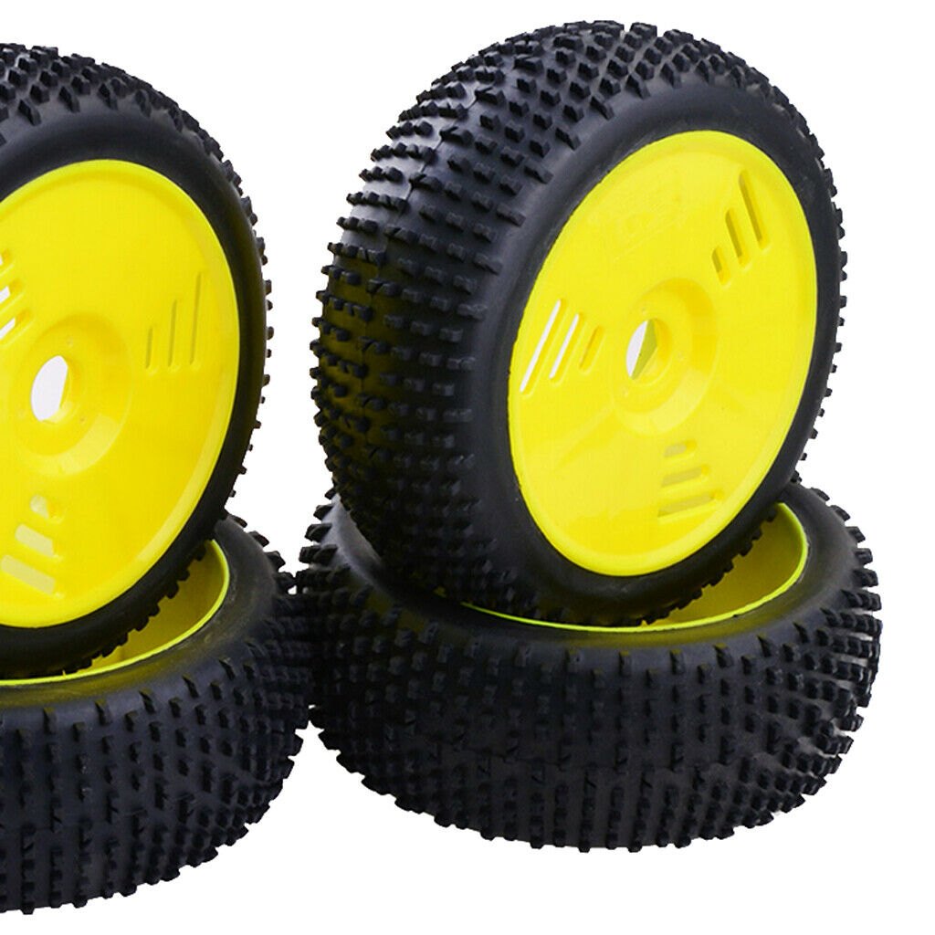 4Pcs 17mm Hub Wheel Rim & Rubber Tire Tire For 1: 8 RC Buggy Truggy Yellow