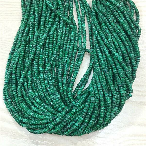 1 Strand/160Pcs 4x2mm Green Malachite Faceted Rondelle Abacus Spacer Beads HH499