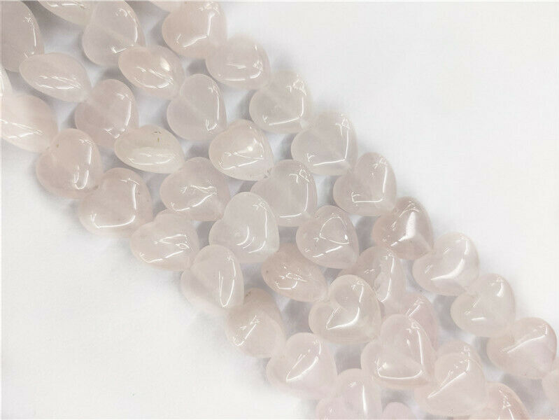 1 Strand 14x14x6mm Natural Rose Quartz Love Heart Spacer Loose Beads 15.5" HH54