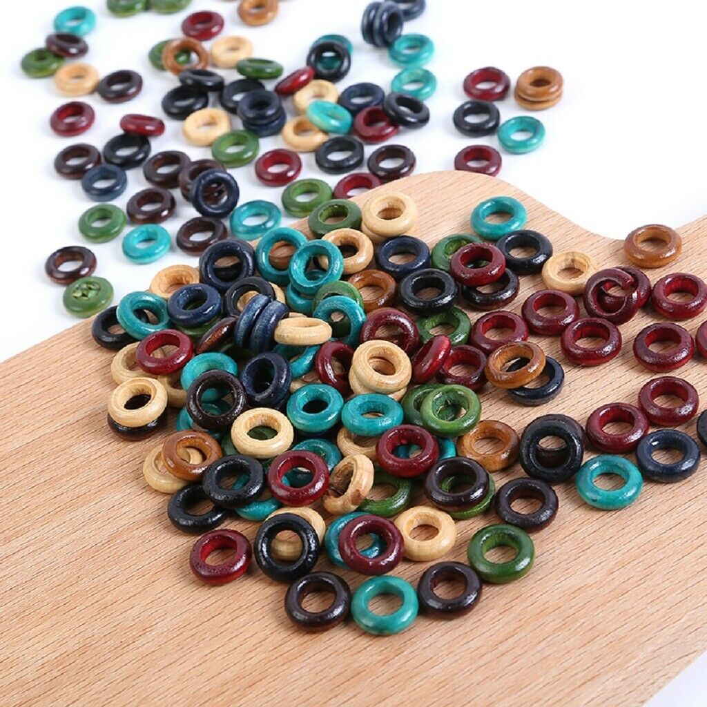 100 Pieces Multi Color Round Wood Hair Braid Dread Dreadlock Beads Cuff Clip