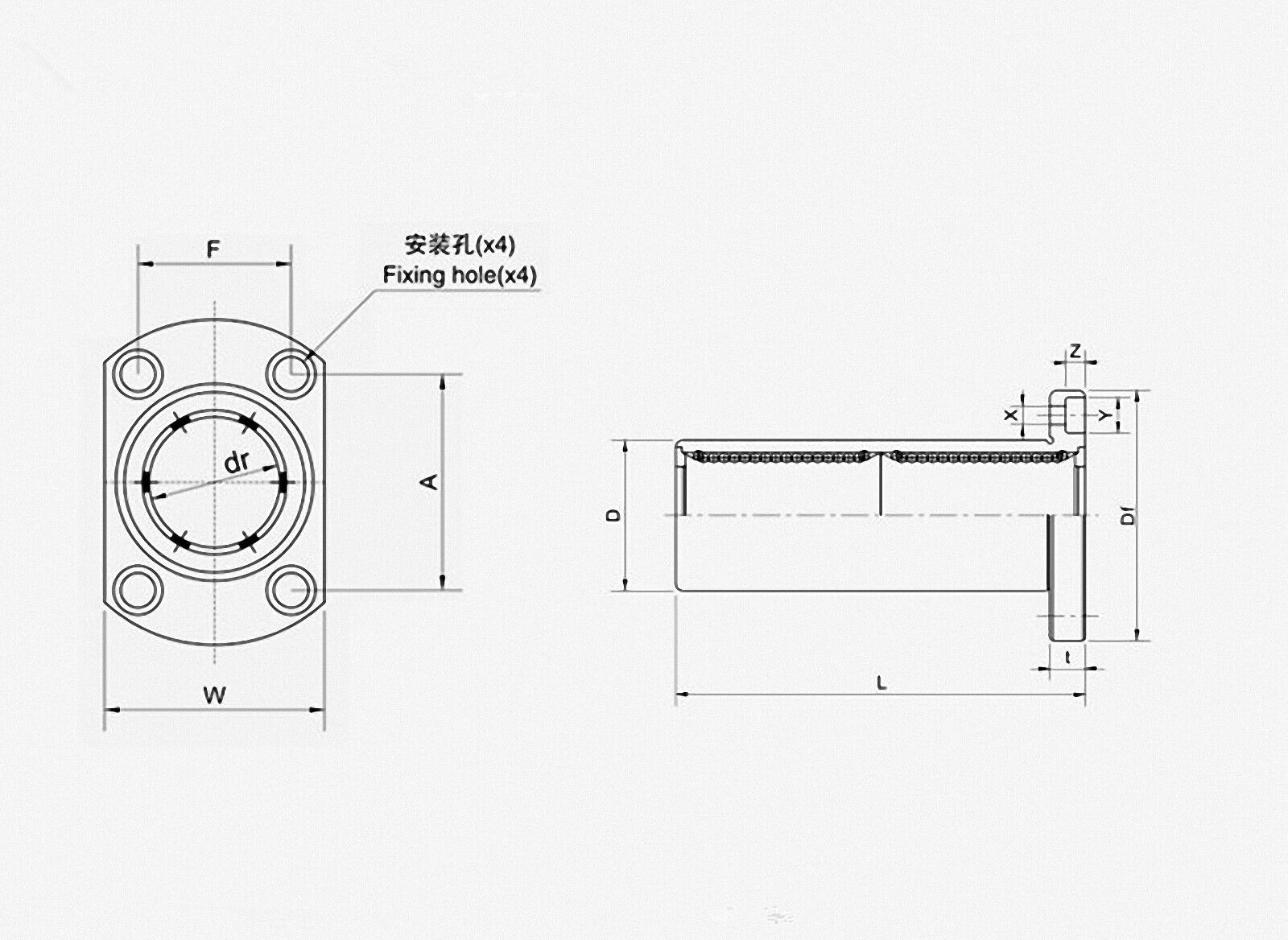 2Pcs LMH8LUU Long Oval Flange Linear Motion Bearing For CNC Router Parts [M_M_S]