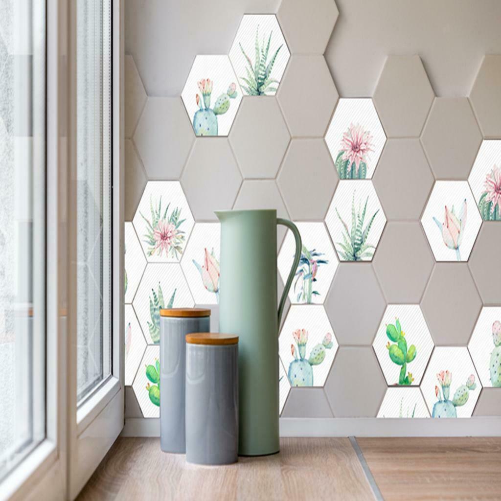 10Pieces Hexagon Wall Tiles Stickers Decals Kitchen Bathroom Waterproof A