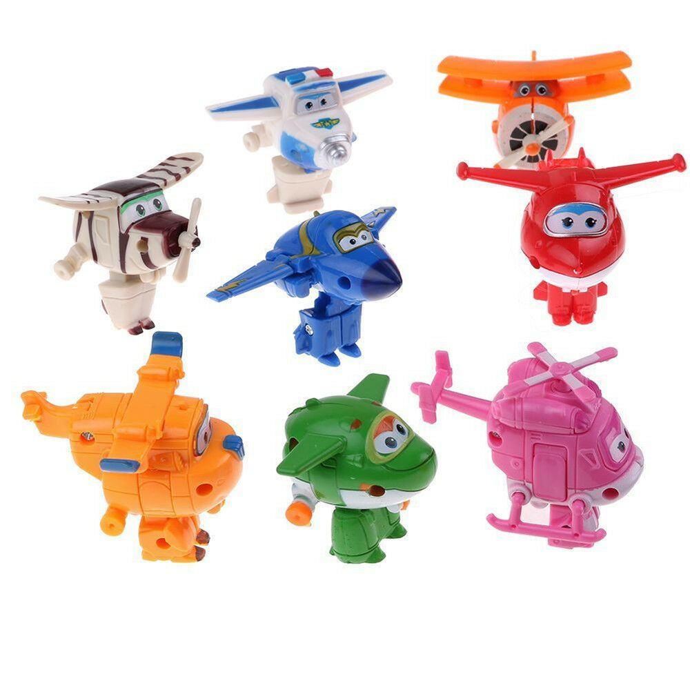 8PCS/Set TV Animation Super Wings Transforming Plane Mini Toys Characters kids J