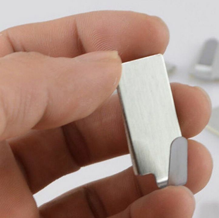 6pcs/SET Adhesive Kitchen Wall Door Stainless Steel Stick Holder Hook Hanger Kit