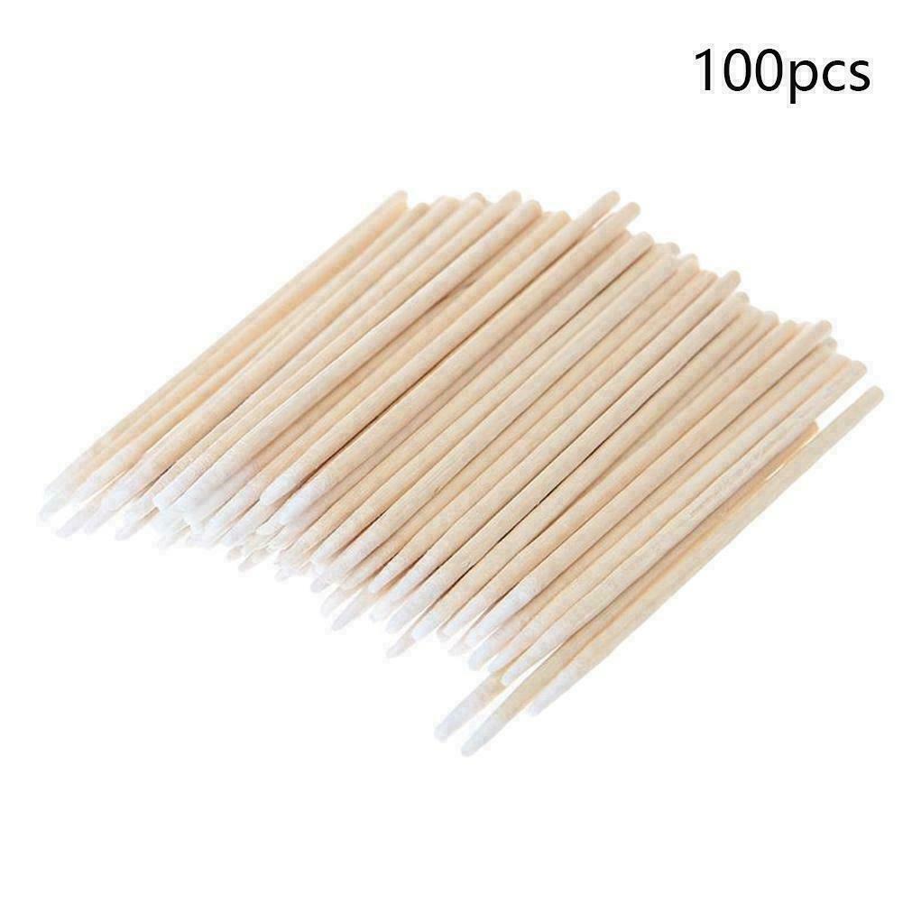 100pcs Microblading Tip Head Swab Eye Makeup Tattoo Art Cotton Tool Wooden