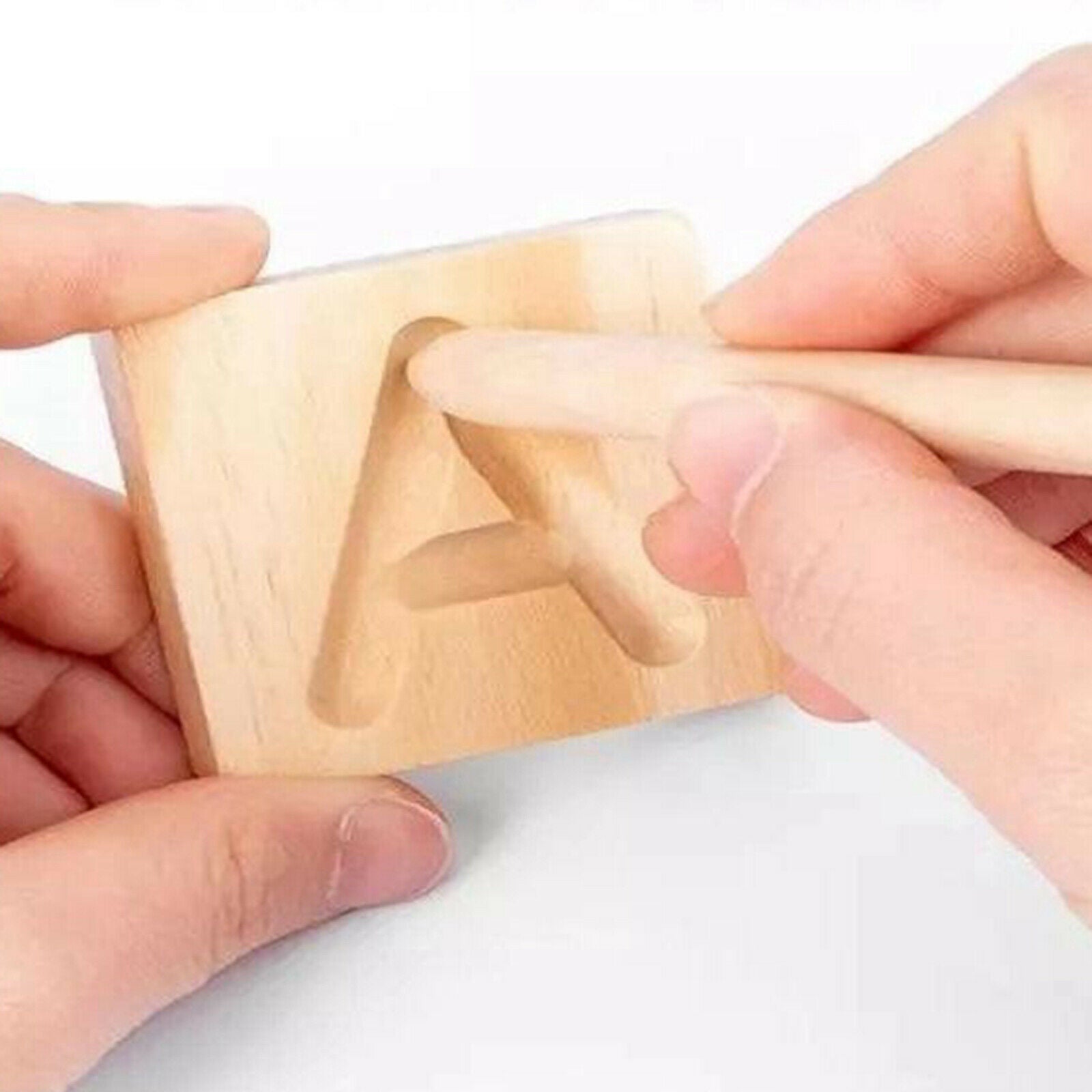 Wooden Alphabet Puzzle Tracing Cards Blocks with Prescola Storage Box