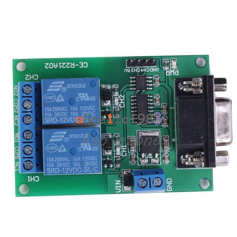 DC 12V 2CH RS232 DB9 Serial Relay Control Switch UART for PC Home Automation