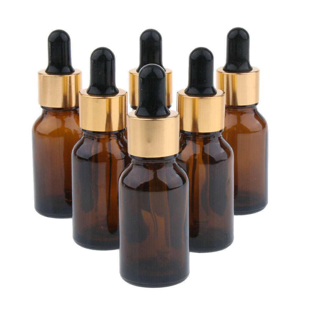 6x Empty Dropper Bottles Refillable Essential Oil Cosmetic Jar Canning 15ml