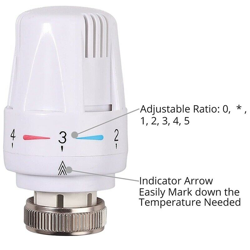 3Pcs Thermostat Radiator Valve TRV Thermostatic Head Radiator M30 x 1.5 RadiH9N7